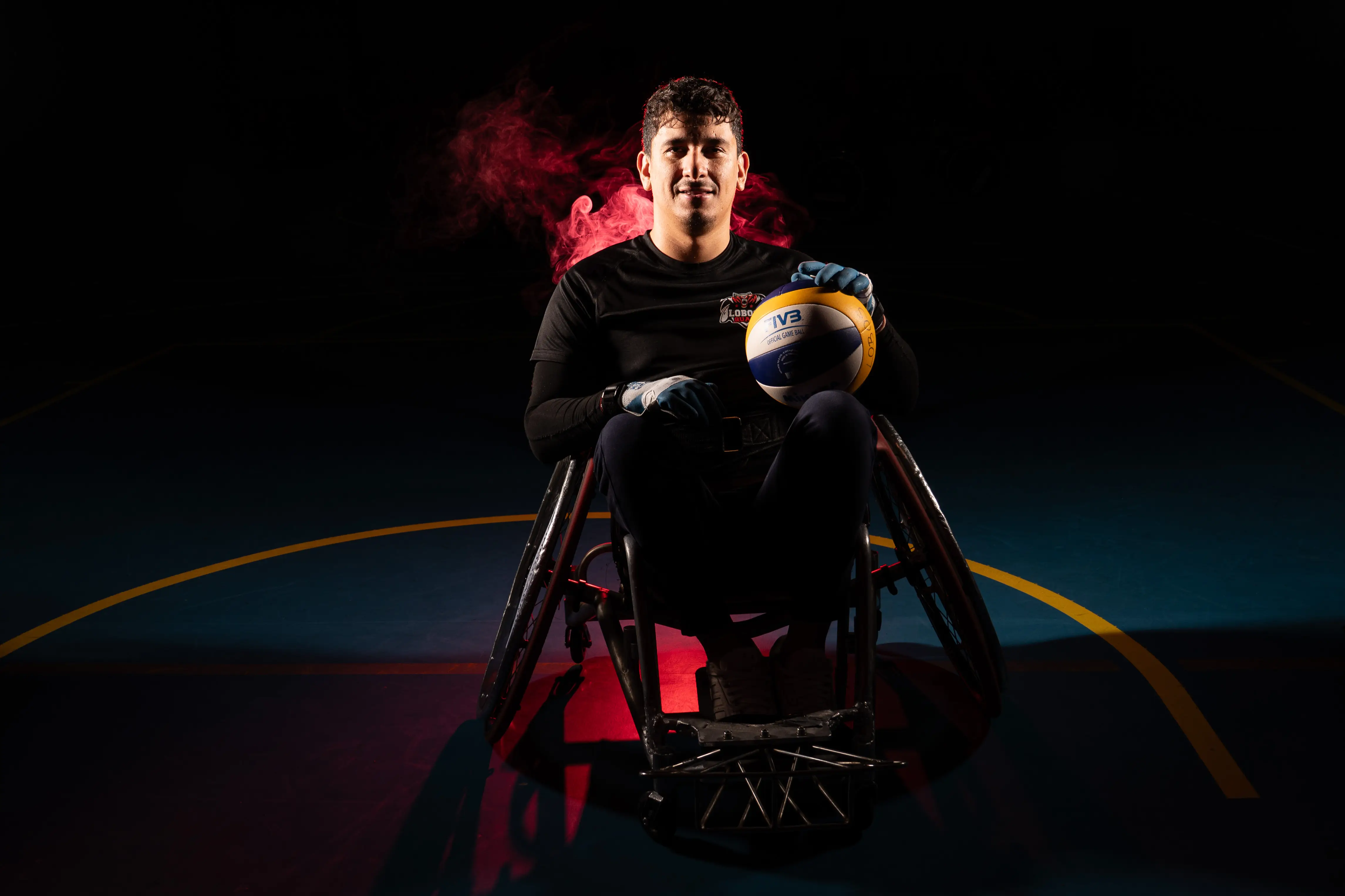 Jugador de rugby en silla de ruedas