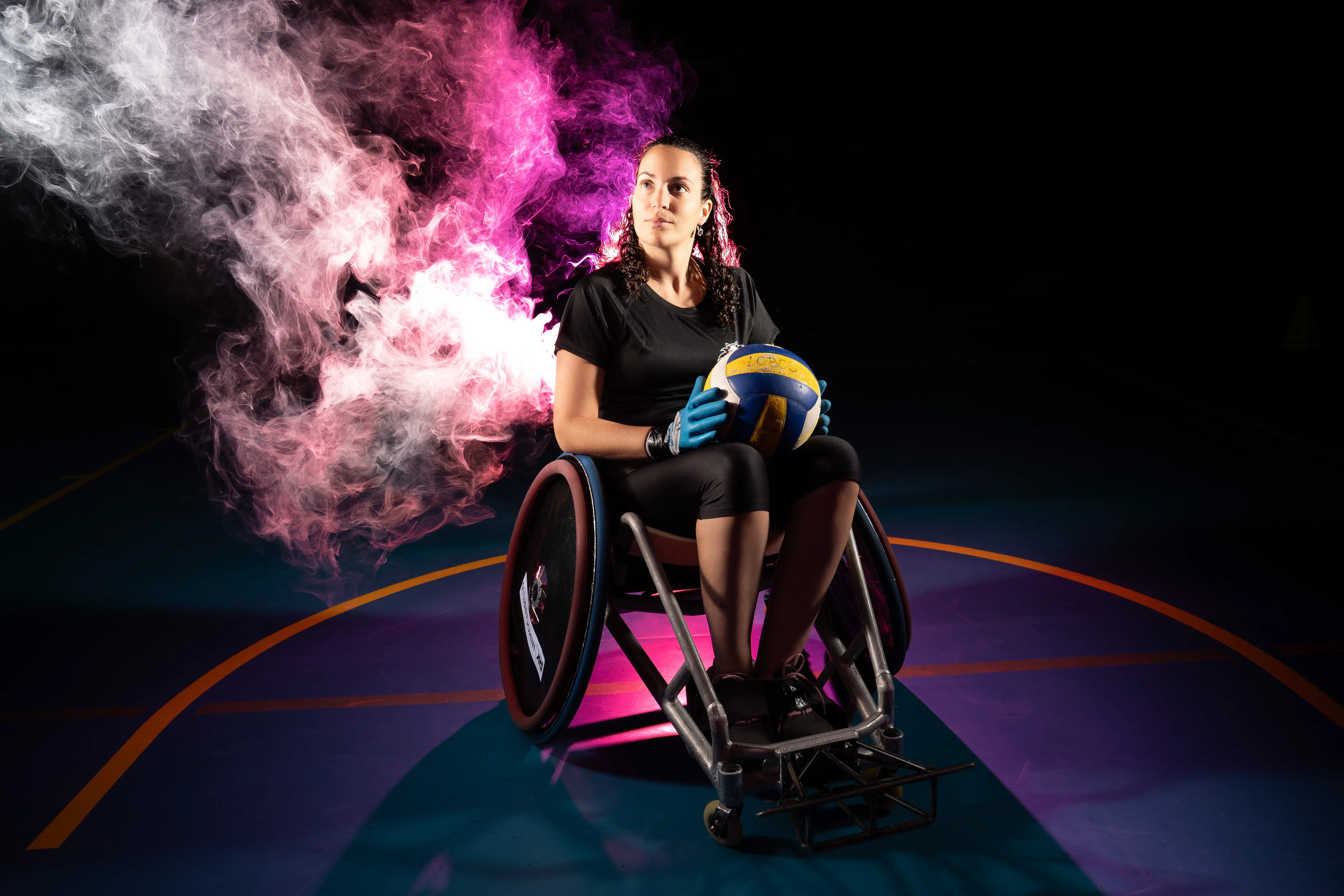 Jugador de rugby en silla de ruedas