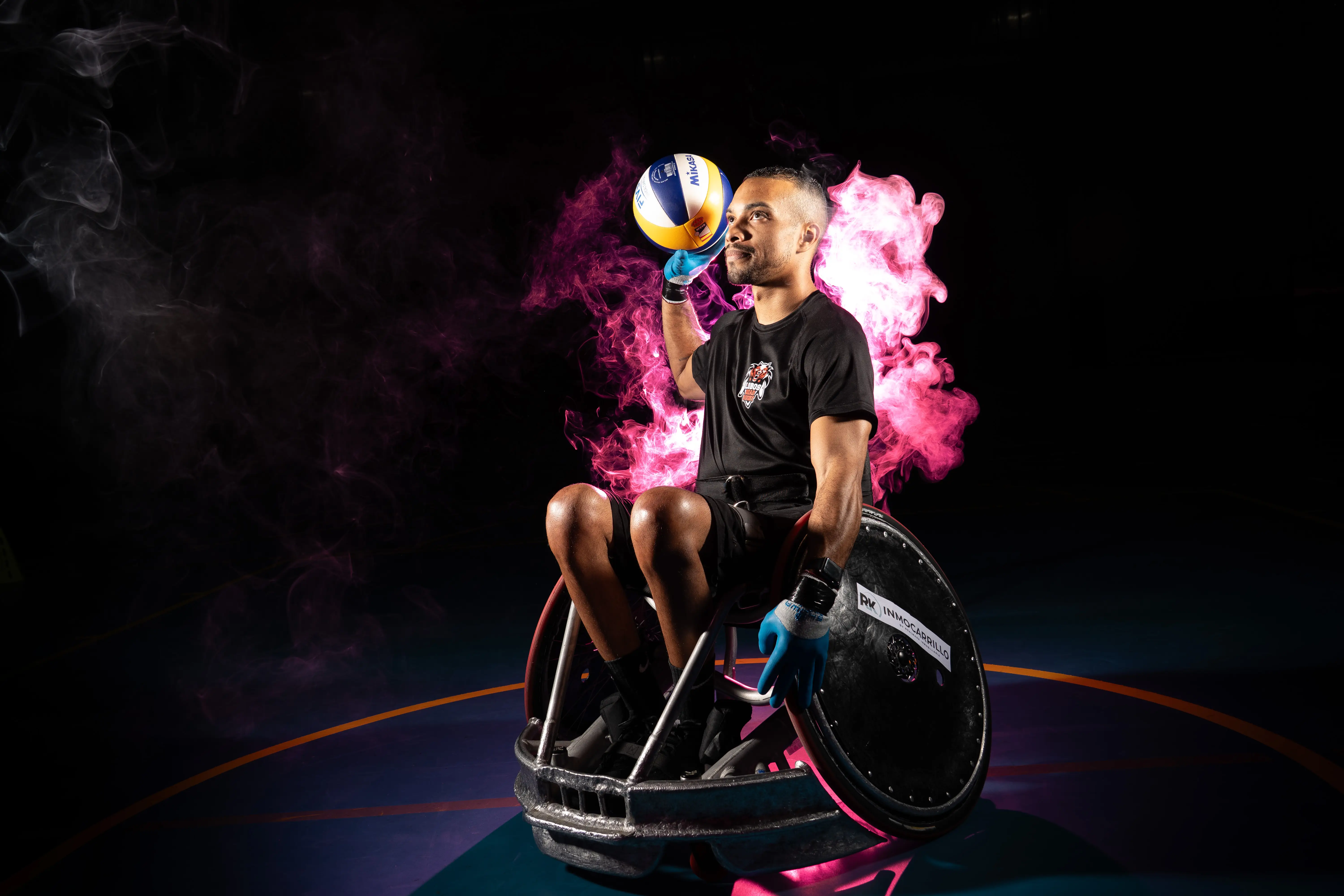 Jugador de rugby en silla de ruedas