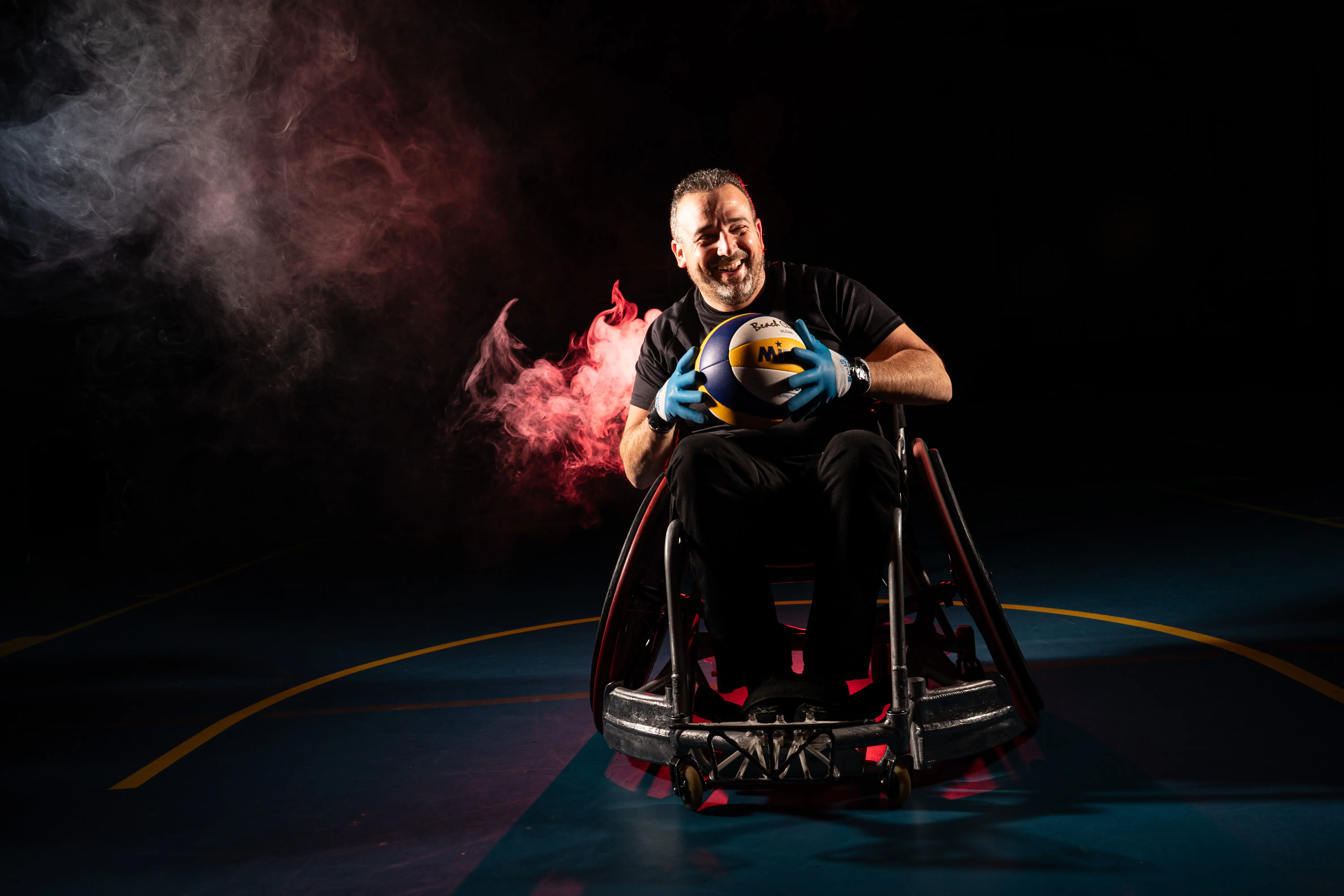 Jugador de rugby en silla de ruedas
