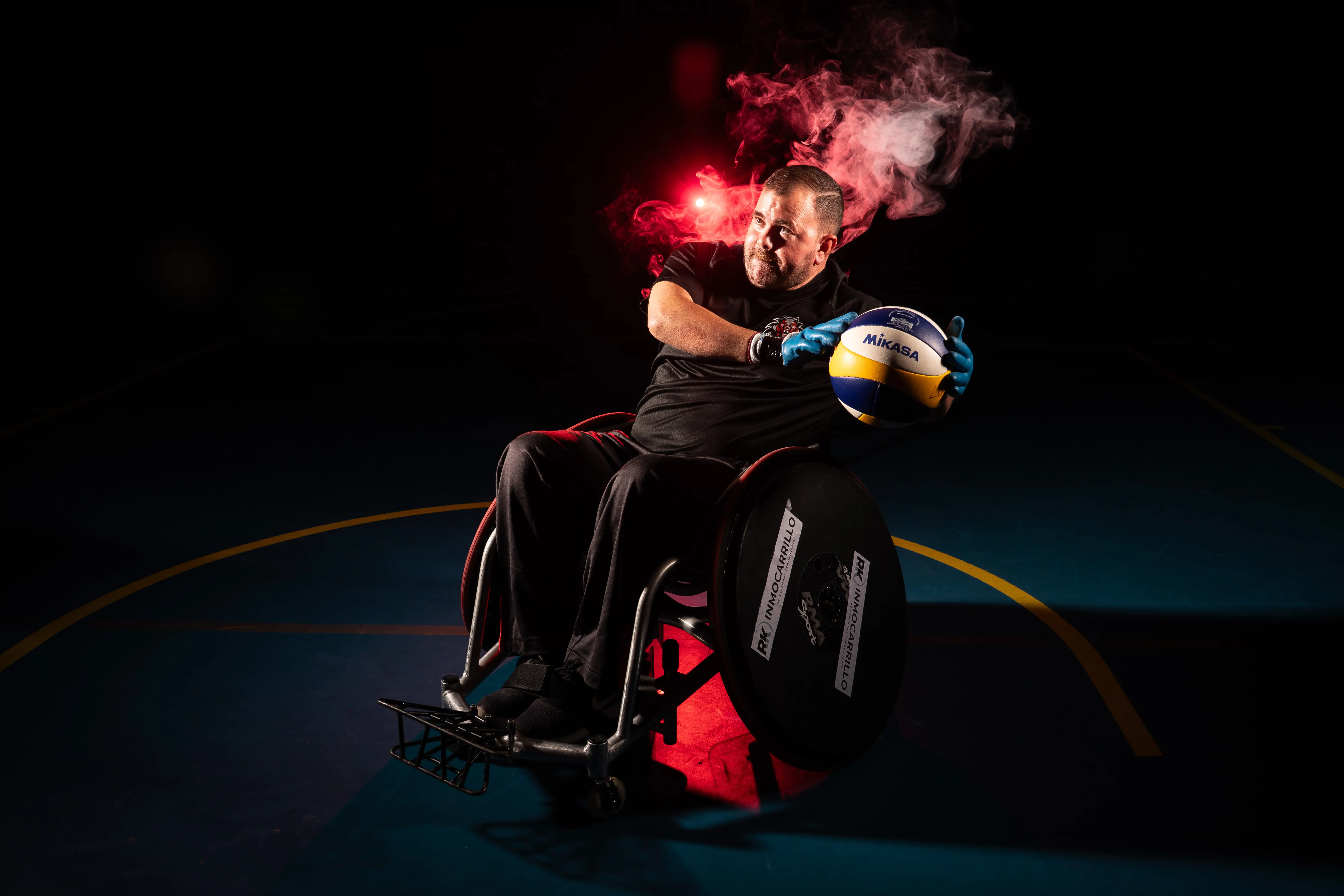 Jugador de rugby en silla de ruedas