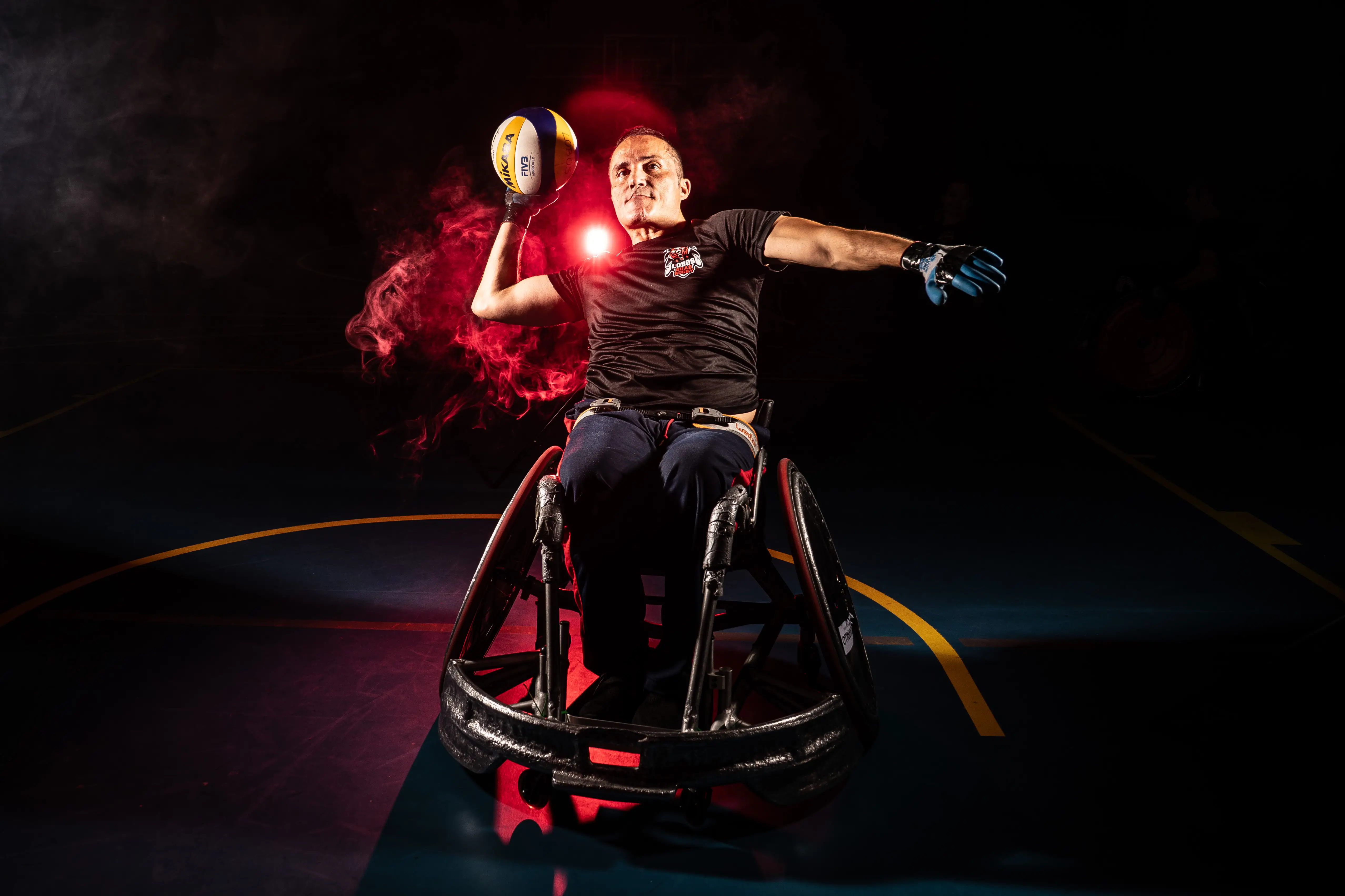 Jugador de rugby en silla de ruedas